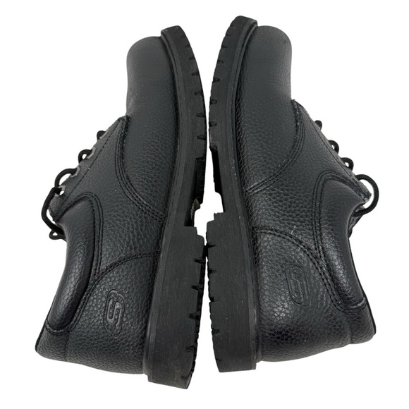 Skechers Black Pebbled Leather Relaxed Fit Slip Resistant Lace Up Shoes Size 11 - Picture 8 of 15